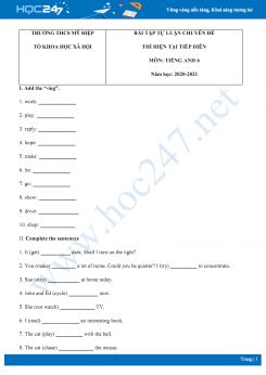 Bài tập tự luận chuyên đề thì hiện tại tiếp diễn trong Tiếng Anh năm 2020 có đáp án