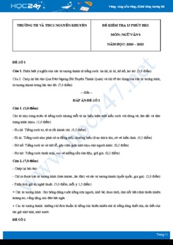 Bộ 3 đề kiểm tra 15 phút HK1 môn Ngữ văn 8 năm 2020 trường THCS Nguyễn Khuyến