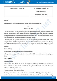 Bộ 4 đề kiểm tra 15 phút HK1 môn Ngữ văn 9 HK1 năm 2020 trường THCS Triệu Độ