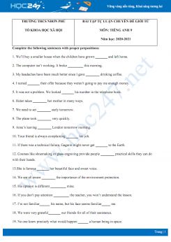 Bài tập tự luận chuyên đề giới từ trong Tiếng Anh năm 2020 có đáp án