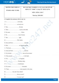 Bài tập trắc nghiệm và tự luận chuyên đề động từ tobe và đại từ nhân xưng trong Tiếng Anh năm 2020 có đáp án