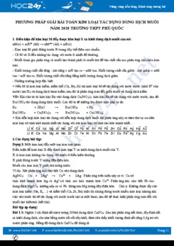 Phương pháp giải bài toán kim loại tác dụng với dung dịch muối môn Hóa 12 năm 2020 Trường THPT Phú Quốc