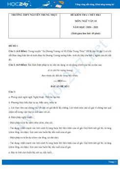 Bộ 4 đề kiểm tra 1 tiết HK1 môn Ngữ văn 10 năm 2020 Trường THPT Nguyễn Trung Trực