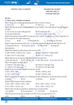 Bộ 4 đề kiểm tra 45 phút môn Hóa học 10 có đáp án năm 2020 Trường THPT An Phước