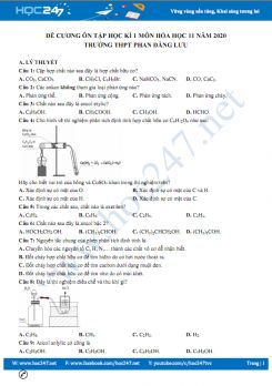 Đề cương ôn tập HK1 môn Hóa học 11 năm 2020 Trường THPT Phan Đăng Lưu