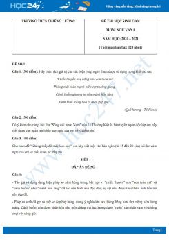 Bộ 3 đề thi học sinh giỏi môn Ngữ văn 8 năm 2020 Trường THCS Chiềng Lương