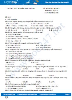 Bộ 2 đề kiểm tra 45 phút môn Hóa học 10 năm 2020 Trường THPT Nguyễn Ngọc Thăng
