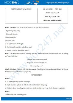 Đề kiểm tra 1 tiết HK1 môn Ngữ văn 9 năm 2020 Trường THCS Quảng Phú