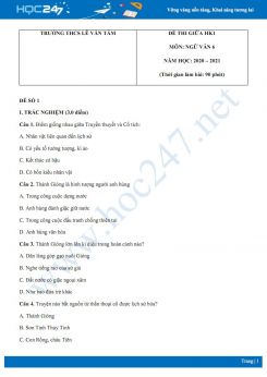 Bộ 2 đề thi giữa HK1 môn Ngữ văn 6 năm 2020 Trường THCS Lê Văn Tám