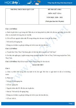 Đề thi giữa HK1 môn Ngữ văn 6 năm 2020 Trường THCS Trấn Quý Cáp
