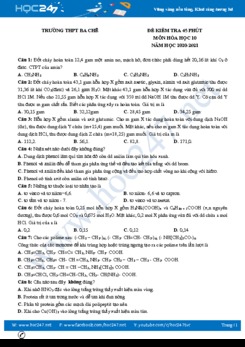 Đề kiểm tra 45 phút môn Hóa học 10 năm 2020 Trường THPT Ba Chẽ
