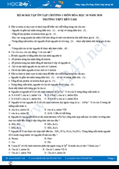 Bộ 66 bài tập ôn tập chương 3 môn Hóa học 10 năm 2020 Trường THPT Bến Tắm
