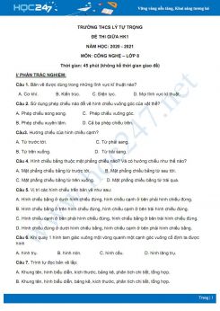 Đề thi giữa HK1 môn Công nghệ 8 năm 2020 - Trường THCS Lý Tự Trọng có đáp án