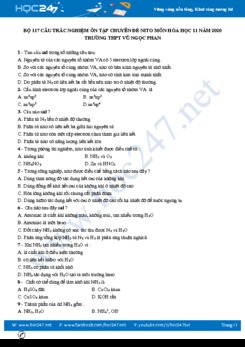 Bộ 117 câu trắc nghiệm ôn tập chuyên đề Nito môn Hóa học 11 năm 2020 Trường THPT Vũ Ngọc Phan