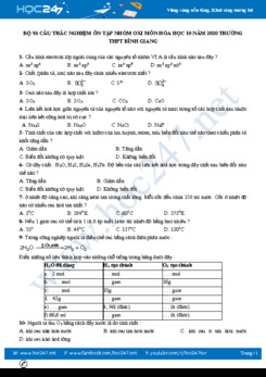 Bộ 88 câu trắc nghiệm ôn tập nhóm Oxi môn Hóa học 10 năm 2020 Trường THPT Bình Giang