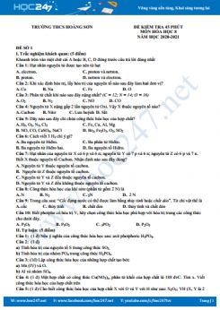 Bộ đề kiểm tra 45 phút môn Hóa học 8 năm 2020 Trường THCS Hoàng Sơn