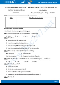 Đề kiểm tra 1 tiết  HK1 môn Địa lí 6 năm 2020 - Trường THCS Chu Văn An có đáp án