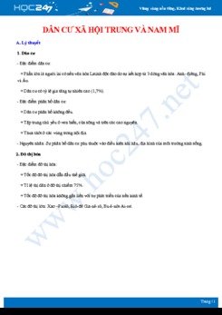 Lý thuyết và bài tập trắc nghiệm ôn tập Dân cư xã hội Trung và Nam Mĩ Địa lí 7
