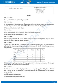 Đề thi HSG cấp trường có đáp án môn Sinh học 8 năm 2020 Trường THCS Chu Văn An