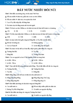 40 Bài tập trắc nghiệm ôn tập chủ đề đất nước nhiều đồi núi Địa lí 12 - Trường THPT Yên Lạc 2 có đáp án
