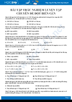 30 Bài tập trắc nghiệm chuyên đề đột biến gen Sinh học 12 năm 2020 có đáp án