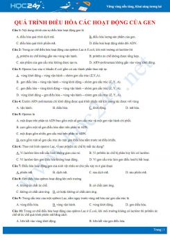 50 Câu hỏi trắc nghiệm ôn tập quá trình điều hòa các hoạt động của gen Sinh học 12 năm 2020 có đáp án