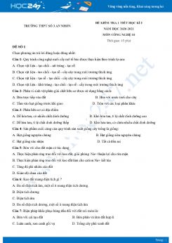 Bộ 2 Đề kiểm tra 1 tiết HK1 môn Công nghệ 10 năm 2020 có đáp án Trường THPT Số 3 An Nhơn