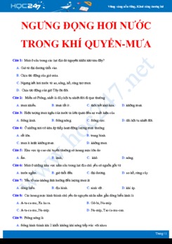 51 Câu hỏi trắc nghiệm ôn tập quá trình ngưng đọng hơi nước và mưa Địa lí 10 có đáp án