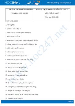 Bài tập thực hành chuyên sâu Tiếng Anh 7 Unit 7 năm 2020 có đáp án trường THCS Chương Dương