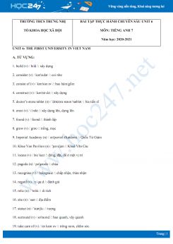 Bài tập thực hành chuyên sâu Tiếng Anh 7 Unit 6 năm 2020 có đáp án trường THCS Trưng Nhị