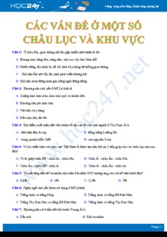 Bài tập trắc nghiệm vận dụng kiến thức các vấn đề ở một số châu lục và khu vực Địa lí 11 có đáp án