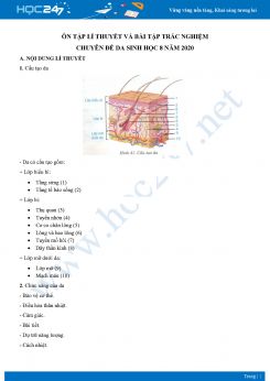 Ôn tập lí thuyết và bài tập trắc nghiệm chuyên đề da Sinh học 8 Năm 2020 có đáp án
