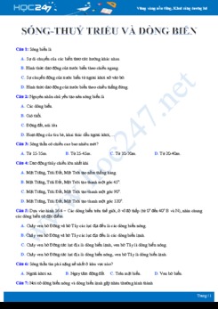 42 Câu hỏi trắc nghiệm ôn tập chủ đề sóng, thủy triều và dòng biển Địa lí 10 có đáp án