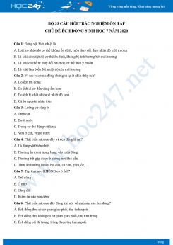 Bộ 33 câu hỏi trắc nghiệm ôn tập chủ đề ếch đồng Sinh học 7 năm 2020 có đáp án