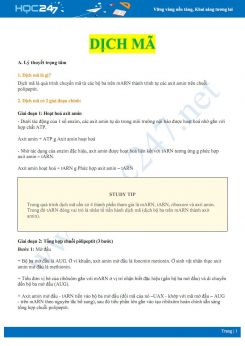 Lý thuyết và bài tập trắc nghiệm ôn tập quá trình dịch mã Sinh học 12