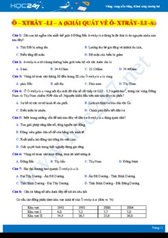 Bài tập trắc nghiệm ôn tập các đặc điểm của Ô-Xtrây-li-a Địa lí 11 có đáp án