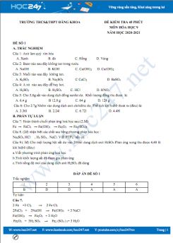 Bộ 3 đề kiểm tra 45 phút môn Hóa 9 có đáp án năm 2020 Trường THCS&THPT Đăng Khoa