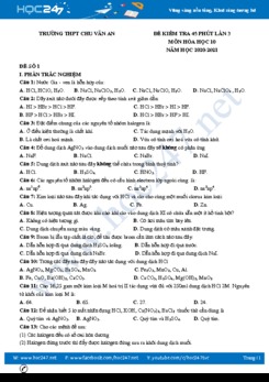Bộ 3 đề kiểm tra 1 tiết lần 3 môn Hóa 10 năm 2020 có đáp án Trường THPT Chu Văn An
