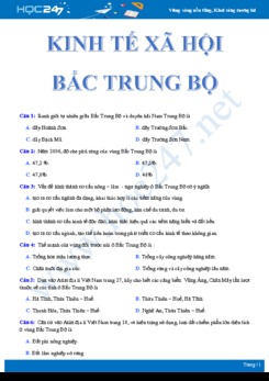 Bài tập trắc nghiệm vận dụng ôn tập kinh tế xã hội vùng Bắc Trung Bộ Địa lí 12 có đáp án