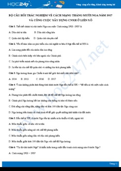 42 câu trắc nghiệm ôn tập về Cách mạng tháng Mười Nga có đáp án môn Lịch sử 11