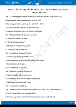 Bộ câu hỏi trắc nghiệm ôn tập về Các nước Châu Á giữa hai cuộc chiến tranh thế giới có đáp án môn Lịch sử 11