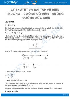 Tổng hợp lý thuyết và bài tập về Điện trường – Cường độ điện trường – Đường sức điện môn Vật Lý 11