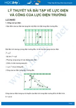 Vận dụng lý thuyết vào giải bài tập về lực và công của lực điện trường môn Vật Lý 11 năm 2020