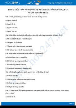 Bộ câu hỏi ôn tập về Sự xuất hiện loài người và bầy người nguyên thủy có đáp án môn Lịch sử 10