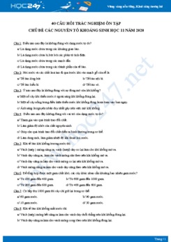 40 Câu trắc nghiệm ôn tập chủ đề Các nguyên tố khoáng Sinh học 11 có đáp án năm 2020