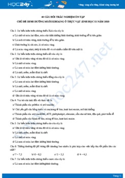 40 Câu trắc nghiệm ôn tập chủ đề Dinh dưỡng các nguyên tố khoáng ở thực vật Sinh học 11 có đáp án năm 2020