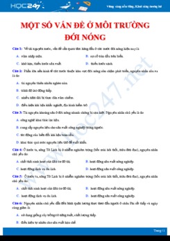 Câu hỏi trắc nghiệm ôn tập chủ đề một số vấn đề tồn tại ở Đới nóng Địa lí 7 có đáp án