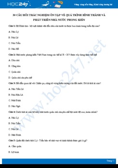 30 câu hỏi ôn tập về Quá trình hình thành và phát triển nhà nước phong kiến có đáp án môn Lịch sử 10