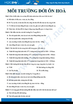 Câu hỏi trắc nghiệm ôn tập chủ đề Môi trường tự nhiên Đới ôn hòa Địa lí 7 có đáp án