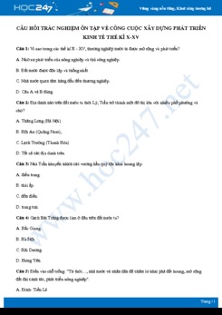 20 câu hỏi ôn tập về Công cuộc xây dựng phát triển kinh tế trong TK X - XV có đáp án môn Lịch sử 10